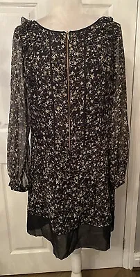 Boutique By Jaeger Ladies Black Silk Star Design Dress Size 12 • £19.99