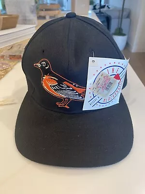 VINTAGE Baltimore Orioles Hat New Era Medium-Large SnapBack Black Wool NEW • $25