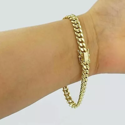 14k Yellow Gold Finish 6mm Link 7.5inch Men/ Women Miami Cuban Link Bracelet • $210.49