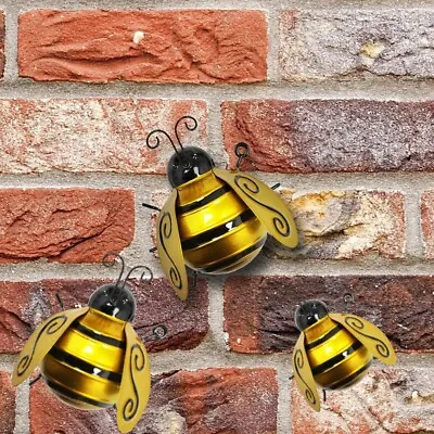 Set Of 3 Bumblebee Wall Decorcations Outdoor Garden Home Decor Wall Art • £9.99