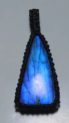 41 Ct Macrame Fancy Pendant 100% Natural Multi Fire Labradorite Gemstone Aa-271 • $5.99