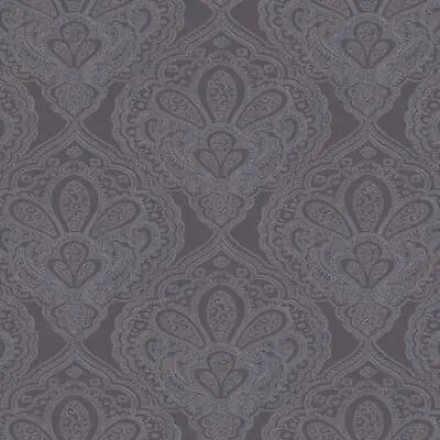 DWP0247-01 - Emporium Mehndi Damask Purple And Silver Galerie Wallpaper • £49.95