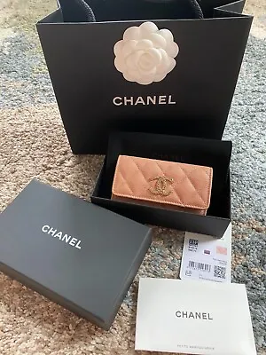 $1075 • Buy NWT 23P Chanel Flap Card Holder Wallet Gold Caviar With Gold Hardware