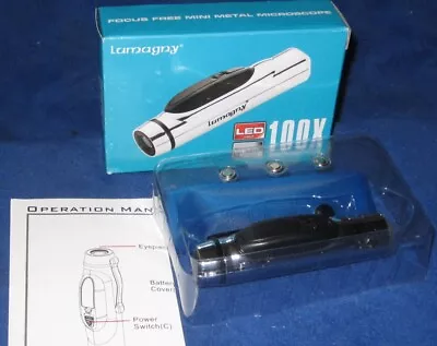 $22.74 • Buy Lumagny Focus Free Metal LED Light 100X Mini Microscope Model MG6170