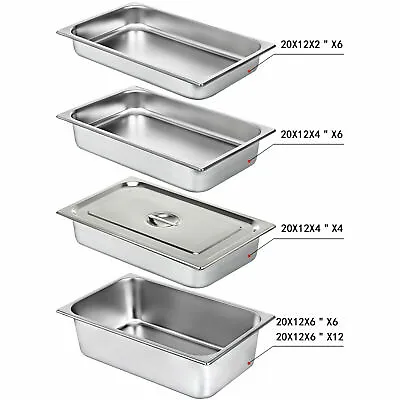 VEVOR 2 4 6  Deep Steam Table Pans Full Size Food Pan Hotel Prep Stainless Steel • $50.49