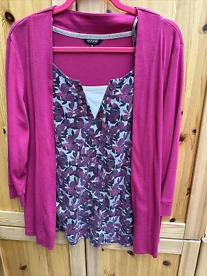 Maine Combined Top Cardigan Jacket Fuschia Pink Size 16 • £4.95