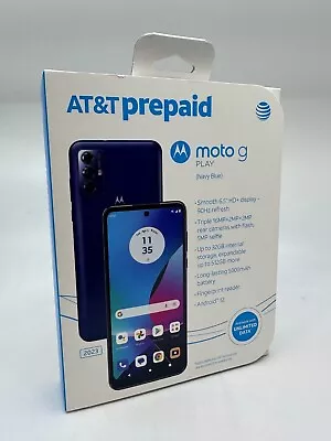 ATT AT&T Motorola Moto G Play (2023) Blue Prepaid Smartphone 6.5  HD+ 32GB New • $69.88