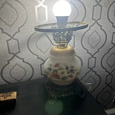 Vintage Accurate Casting Co. Hurricane Floral Milk Glass Lamp Beautiful • $59.99