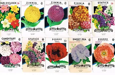 10 Diff Vintage Seed Packet Lot Nos 1950s Flowers Garden Texas General Store #6 • £8.50