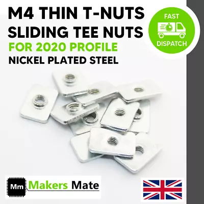 M4 Tee T Nuts For 2020 Profile Extrusion T-Slot V-Slot - 1 To 100 Packs UK • £3.48