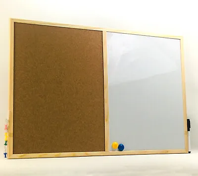 Magnetic Corkboard Memo Board Combo Notice Planner Combination Whiteboard • £12.99