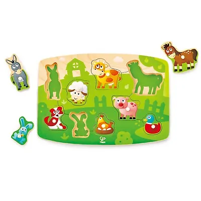 $20.95 • Buy Hape Farmyard Peg Puzzle - Farm Animals Baby Development Toy  11.5x8 Inches 2+