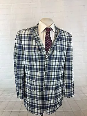 SPRING SUMMER J Press Men's Blue Red & Yellow Plaid Cotton Blazer 42R $1095 • $120.02