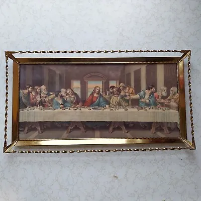 Vintage Antique Mcm Lord's Last Supper Picture W/ Fancy Edge Very Nice Must See • $21.95