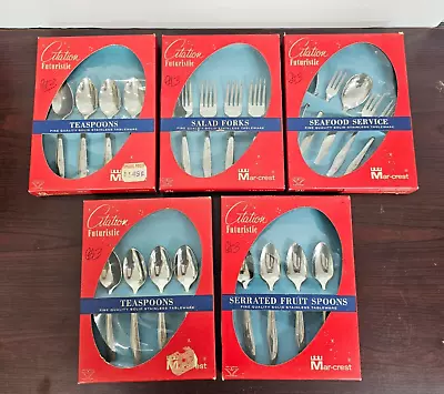 RARE Marcrest Citation Futuristic Atomic Starburst 5-4 Piece Stainless Flatware • $89.10