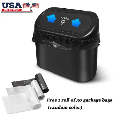 Mini Car Trash Can Bin With Lid And 30pcs Trash Bags Garbage Can Car Accessories • $9.99