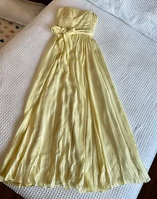 BCBG MAXAZAZRIA Long Dress Evening Gown Strapless Silk Soft Yellow 4 • $19.48