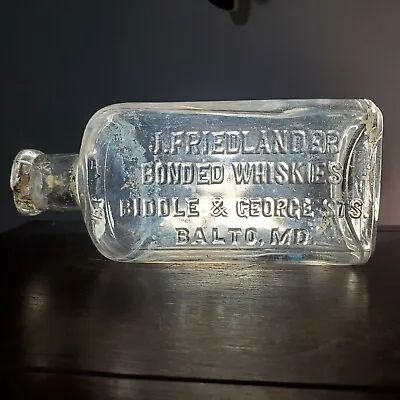 RARE J. Friedlander Bonded Whiskies Baltimore MD Antique Pre Pro Flask • $20