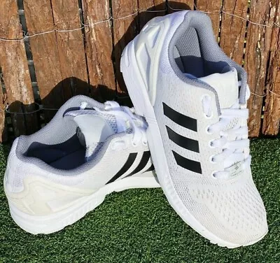 Adidas ZX Flux Running Shoes White Black Granite US 5 UK 4.5 FR 37.5 • $28