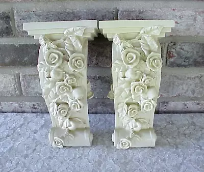 Vintage Curtain Drapery Rod Holders (2) Scarf Swag Resin Corbel Style 9 1/4  T • $23.99