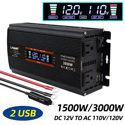 1500w 3000w Car Inverter Dc 12v To 120v Solar Off Grid Power Converter  • $89.95