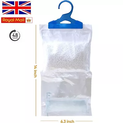 Hanging Wardrobe Dehumidifier Bags Stops Damp Mould Absorb Moisture • £7.79