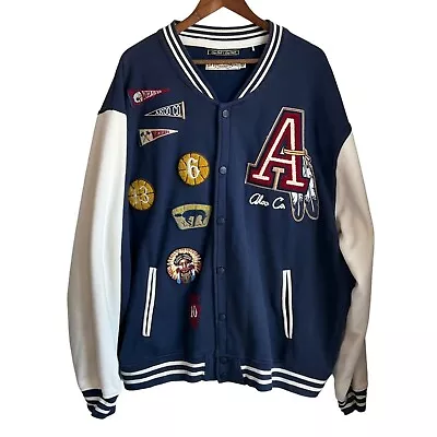 AKOO Retro Men's Sz 4XL Embroidered Rugby Varsity Jacket All Over Front Patch Y2 • $82.50