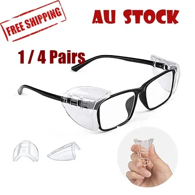4 Pairs Clear Eye Goggles Side Shields Protection Universal Flexible Eye Glasses • $8.49