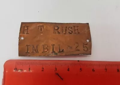 Vintage Or Antique Copper Milk Can Or Cream Urn Name Plate Badge Label • $19.95