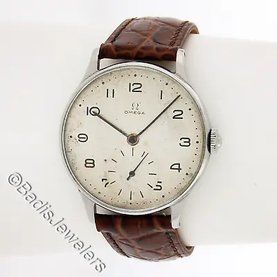 1940's Vintage Omega Jumbo 35mm Stainless Steel Mechanical Wrist Watch Cal. 30T2 • $1545.81