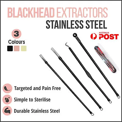 $4.77 • Buy 4IN1 Blackhead Pimple Remover Tool Popper Extractor Black Head Tools Set AUStock