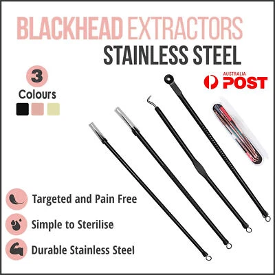 $4.77 • Buy 4IN1 Blackhead Pimple Remover Tool Popper Extractor Black Head Tools Set AUStock