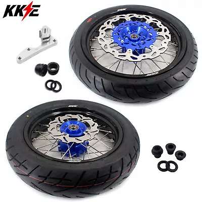 KKE 17  Wheels Tires Set For Suzuki DR650SE 1996-2023 Supermoto Motard Rims Blue • $1099