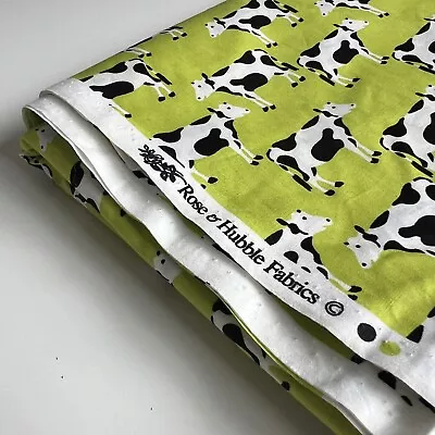 Rose & Hubble Green Cow Print Cotton Fabric • £20