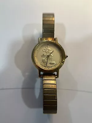 Vintage Lorus Mickey Mouse Watch Gold Tone V811-1410 SPEIDEL BAND USA Disney • $26.39