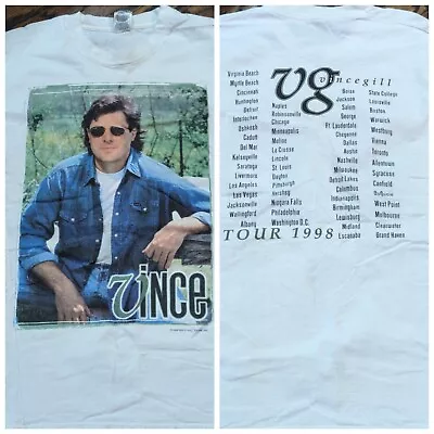 Vintage Vince Gill 1998 Tour SHIRT (XL) Country Music White Rare 2-sided • $8.49