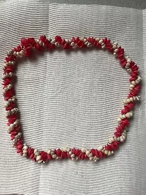 Vintage Hawaii 2 Strand Hawaiian Shell Hula Lei Necklace Little Clams Pink Cream • $225