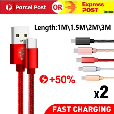 $8.99 • Buy 2x USB Type C Fast Charging Charger Cable For Samsung S9 S10 S20 S21 S8 S22 5G 