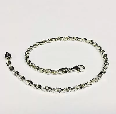 14k Solid White Gold Mens Diamond Cut Rope Chain Bracelet 8  3 Mm 4.5 Grams • $500