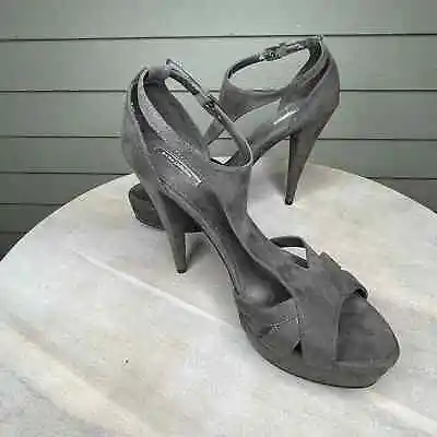 Zara Collection Womens Size 40 EU 9 US Gray Platform T-Strap Peep Toe Sandals  • $17.94