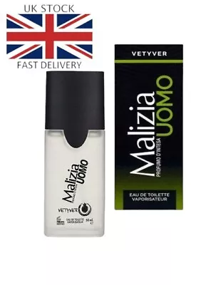 Malizia UOMO VETYVER EDT Perfume Spray For Men 50 Ml UK STOCK Made In Italy • £8.30
