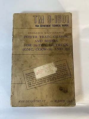 Original 1944 War Department Technical Manual TM 9-1801 Ordnance Maintenance GMC • $70