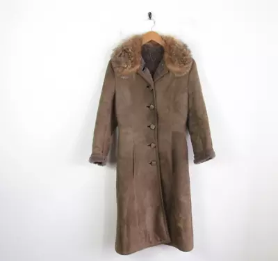 Baileys Glastonbury SHEEPSKIN SHEARLING COAT Real Fur Collar Jacket Womens 14UK • £59.99