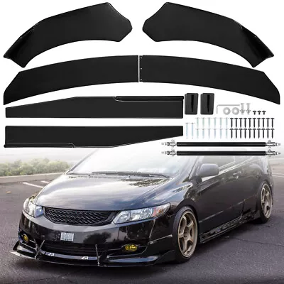 Glossy Black Front Bumper Spoiler Body Kit / Side Skirt /Rear Lip For Universal • $40.95