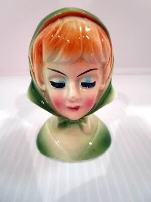 Vintage Small 3 1/2  Japan  Lady In Green Wearing A Scurf On Her  Head Vase • $9.99