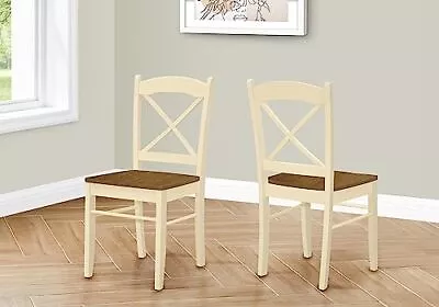 1325 Chair Set Of 2 Side Kitchen Dining Room Oak And Cream Wood Legs Un... • $192.94