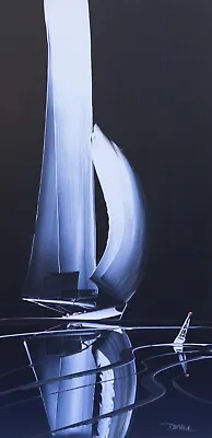 £2500 • Buy Duncan Macgregor -sailing/mooring- Boat Seascape, Large Acrylic Painting, Signed