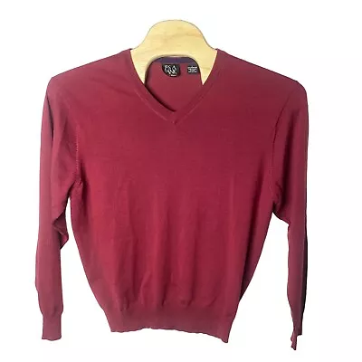 Jos A Bank Signature Collection Merino Wool V Neck Sweater Mens Large Burgundy • $17.14