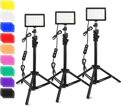 Lamparas De Estudio Luz LED Para Fotografia Ajustable Kit Fotografias 3 Pcs Set • $68.87