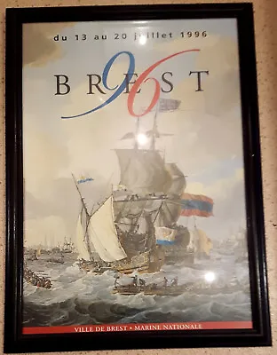 VILLE DE BREST * 1996 * MARINE NATIONAL * Framed Poster * Sailing Memorabilia • £35.50